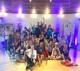 Toda a turma reunida no final do evento